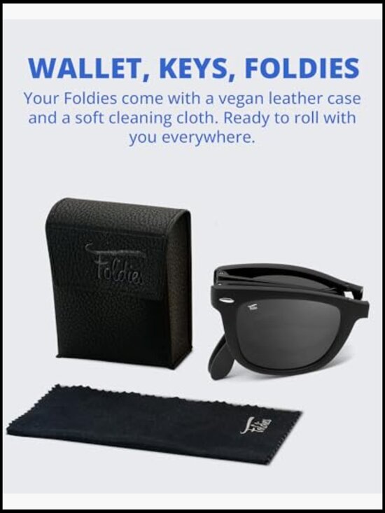 Folding Sunglasses Polarized UV400 Protection Leather Case Unisex main image 5